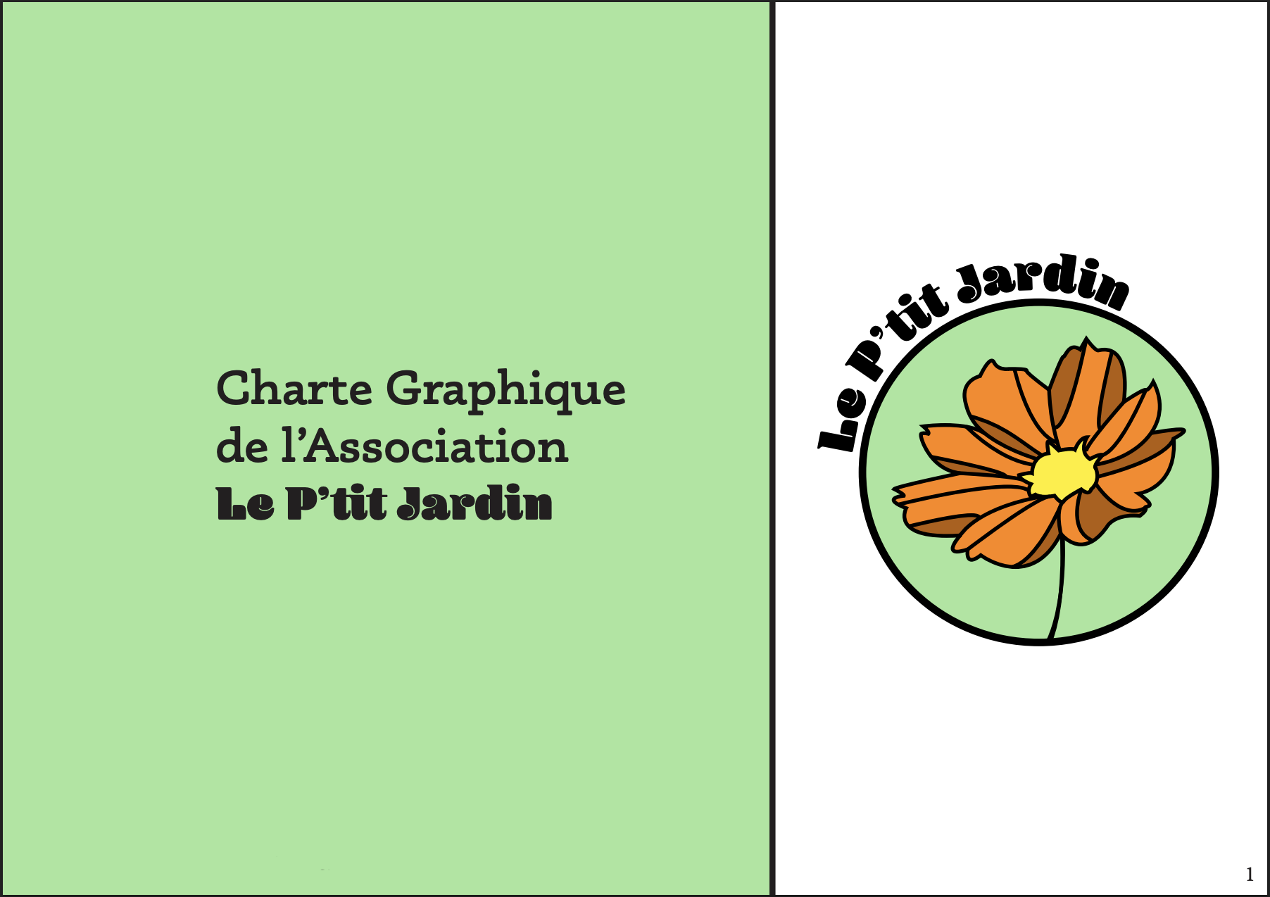 Charte graphique de l'association Le P'tit Jardin - page de couverture