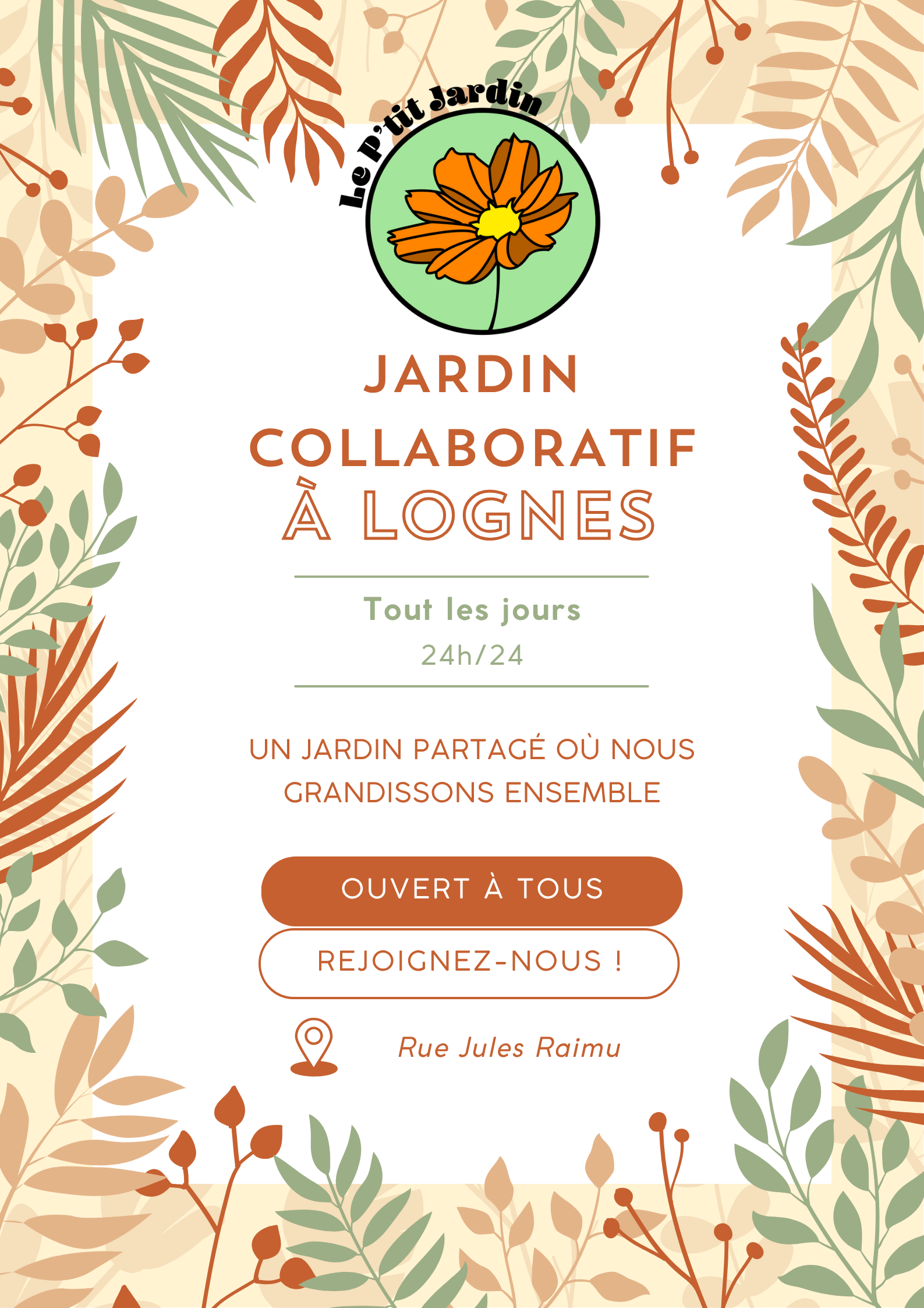 Affiche - Jardin collaboratif à Lognes, ouvert à tous, 24h/24