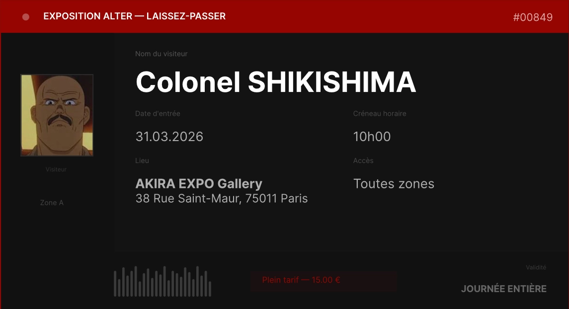 Ticket nominatif : Colonel Shikishima