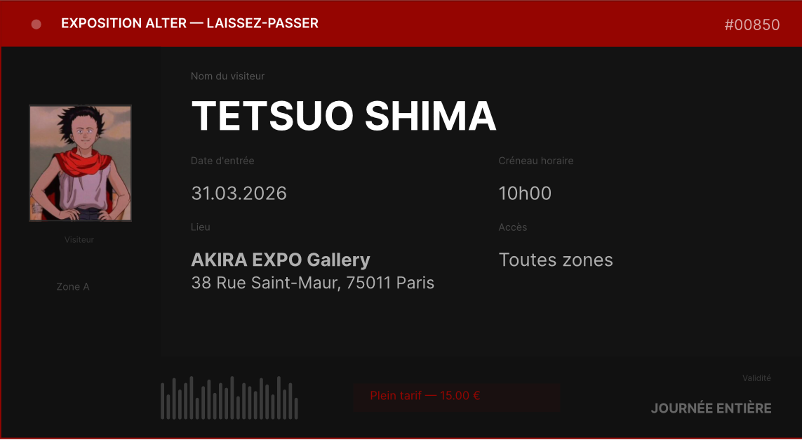 Ticket AKIRA — Tetsuo Shima