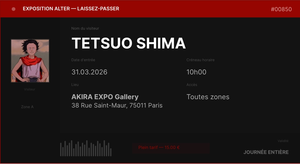 Ticket nominatif : Tetsuo Shima